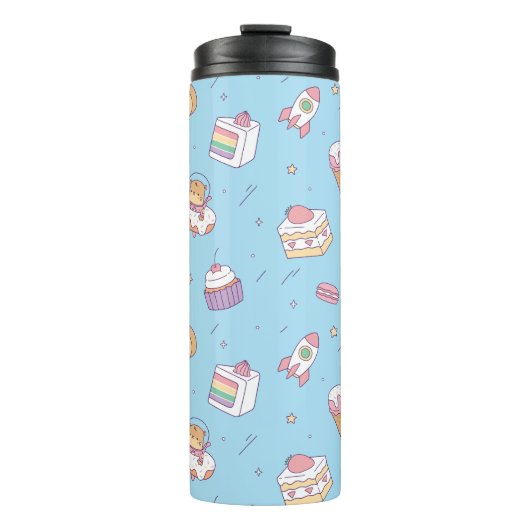 Kute Desserts en Otter Astronaut Doodle Pattern Thermosbeker (Voorkant)