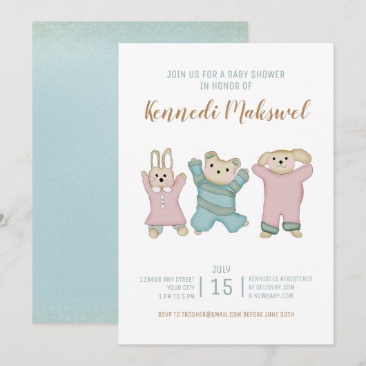 Kute dieren | BABY SHOWER Kaart (Voorkant / Achterkant)