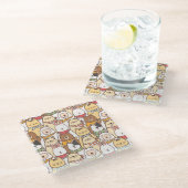 Kute dieren glazen onderzetter (Schuin)