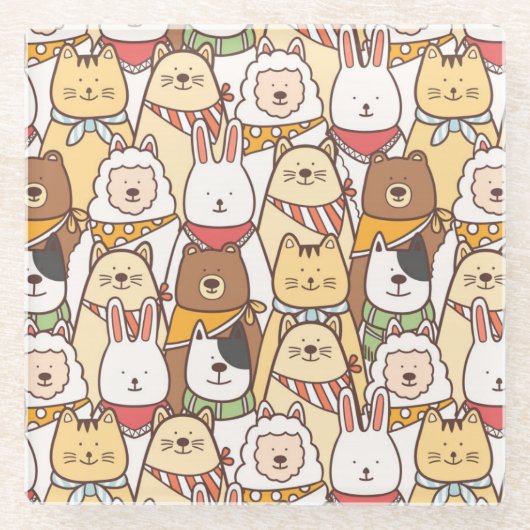 Kute dieren glazen onderzetter (Voorkant)