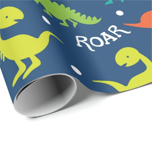 Kute Dinosaur Roar Wrapping Paper Cadeaupapier (Rol Hoek)