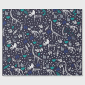 Kute Dinosaur Skeletons Wrapping Paper Cadeaupapier (Vlak)