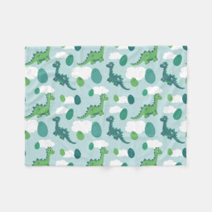 Kute dinosauruseieren, blauwe groene dinos fleece deken