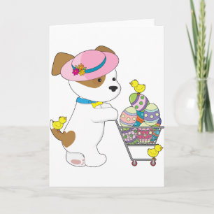 Kute Dog Easter Eggs Feestdagen Kaart