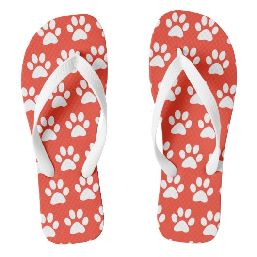 Kute Dog Paw Paw Prins Pattern Beach Red Beach Teenslippers (Voetbed)