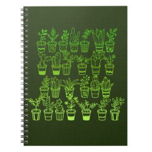 Kute Doodle Green Planten in potten Notitieboek