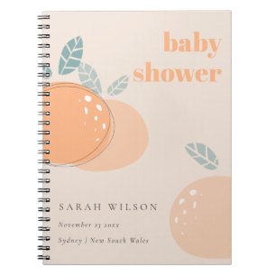 Kute doorn Blush Oranje fruitig vet Baby shower Notitieboek