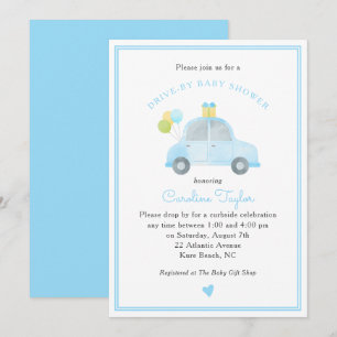 Kute drive van Blue Car Balloons Boy Baby shower Kaart