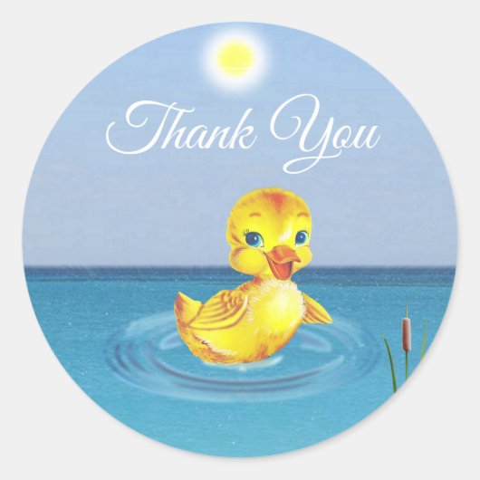 Kute Ducking Swimming op het meer Ronde Sticker (Voorkant)