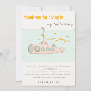 Kute duik in onderwateronderzeeër elke zondag bedankkaart