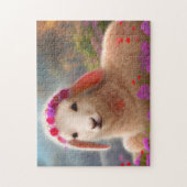 Kute-easter lamb met bloemen - legpuzzel (Verticaal)