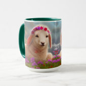 Kute-easter lamb met bloemen - mok (Voorkant links)