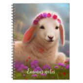 Kute-easter lamb met bloemen - notitieboek (Voorkant)