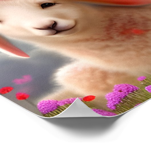 Kute-easter lamb met bloemen - poster (Hoek)