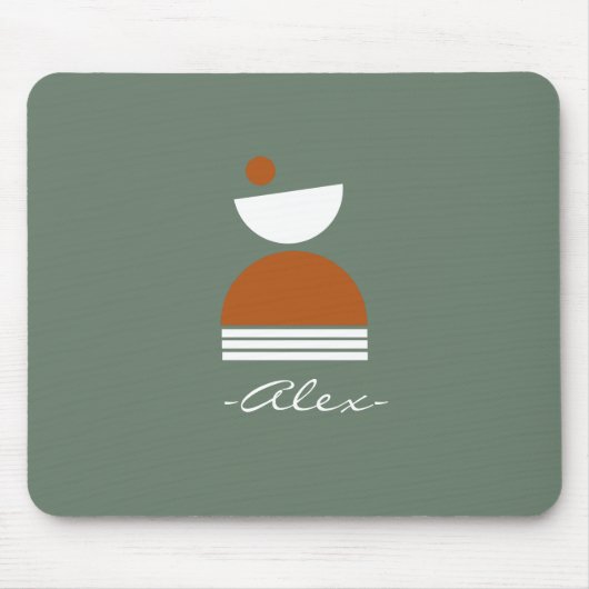 Kute eenvoudige abstracte monogrammen roodbruin muismat (Voorkant)