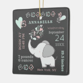 Kute Elephant Birth Stats Baby's Eerste Kerstmis Keramisch Ornament (Links)