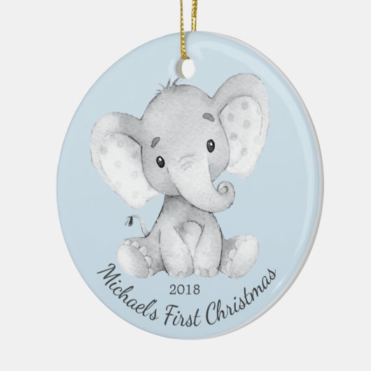 Kute Elephant Boys First Kerstversiering Keramisch Ornament (Links)