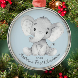 Kute Elephant Boys First Kerstversiering Metalen Ornament
