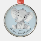 Kute Elephant Boys First Kerstversiering Metalen Ornament (Voorkant)