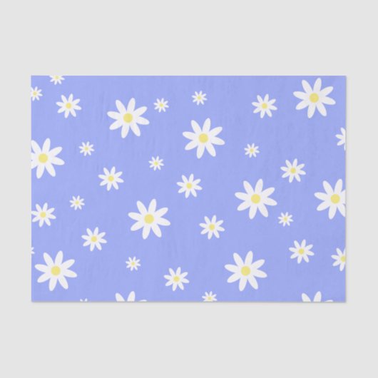 Kute en girale pastelblauw- en witte-daistiepatroo tissuepapier (Voorkant)