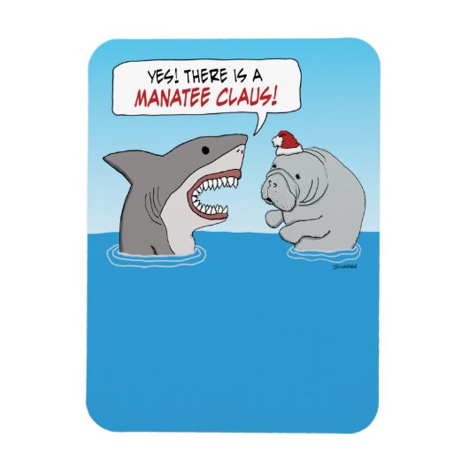 Kute en grappige haai en Manatee Claus Magneet (Verticaal)