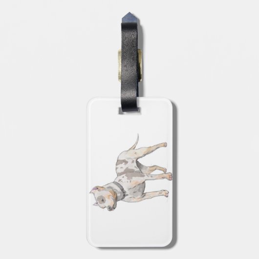 Kute en grote Waterverf Schets Pit Bull Dog Bagagelabel (Achterkant verticaal)