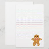 Kute en Happy Gingerbrood Man voor Kerstmis Briefpapier (Voorkant / Achterkant)