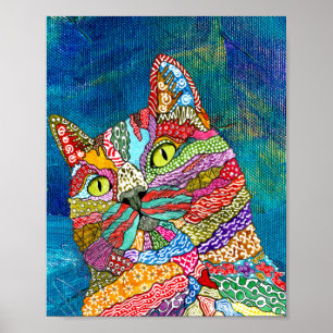 Kute en kleurrijke Abstracte kat Poster