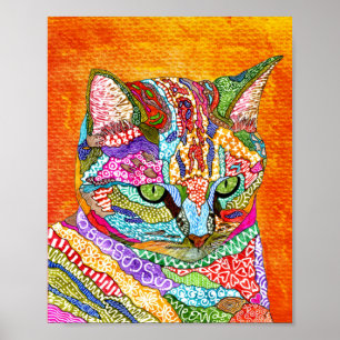 Kute en kleurrijke Abstracte kat Poster