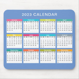 Kute en kleurrijke kalender 2023 Mousepad Muismat