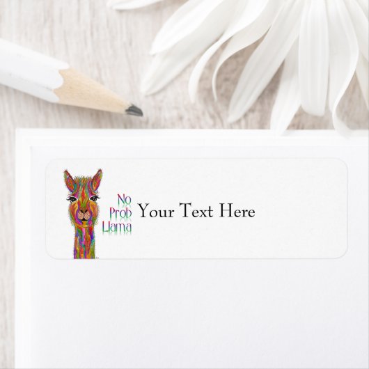 Kute en kleurrijke Llama-adreslabel Etiket (Insitu)