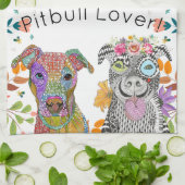 Kute en kleurrijke Pitbull Kitchen Towel Theedoek (Gevouwen)