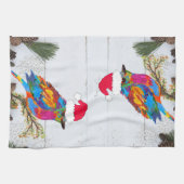 Kute en kleurrijke vogel op een Branch Kitchen Tow Theedoek (Horizontaal)