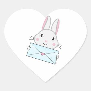 Kute en mooie Bunny holding Love Letter Hart Sticker