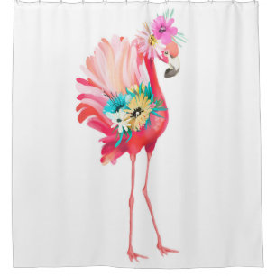 Kute en mooie roze flamingo mexican vogel met douchegordijn