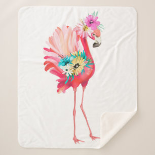 Kute en mooie roze flamingo mexican vogel met sherpa deken