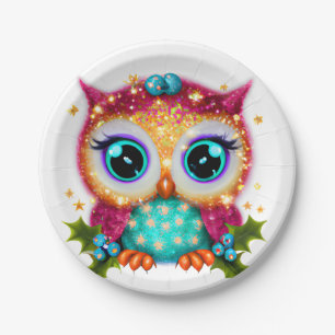 Kute en Schattige Kawaii Baby Owl Papieren Bordje