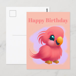 Kute en Schattige roze Baby Parrot Briefkaart