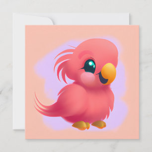 Kute en Schattige roze Baby Parrot Feestdagenkaart