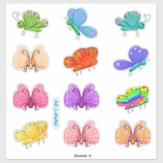 Kute en Whimsical Butterflies Sticker (Vel)