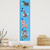 Kute extincted animals cartoon growth chart poster (Keuken)