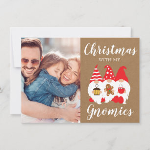 Kute Family Gnomen, kerstfoto Feestdagenkaart