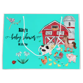 Kute farm Animals Baby shower Blauwgroen Groot Cadeauzakje