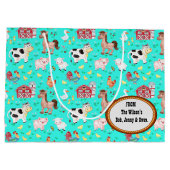 Kute farm Animals Baby shower Blauwgroen Groot Cadeauzakje (Achterkant)