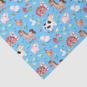 Kute farm animals Barnyard Blue Background Tissuepapier (Detail)