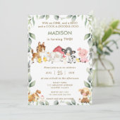 Kute Farm Animals Barnyard Greenery Birthday Kaart (Staand voorkant)