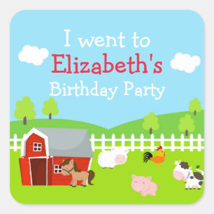 Kute Farm Animals 'Ik ben naar toe gegaan' Vierkante Sticker