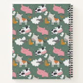 Kute farm Animals Pattern in Green Personalized Notitieboek (Achterkant)