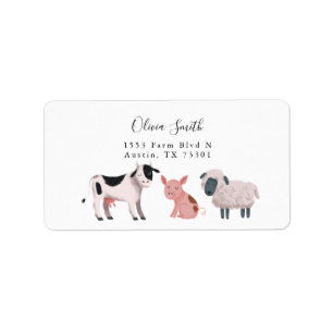 Kute Farm Animals Return Address Etiket