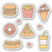 Kute Fast Food Lovers Thleed Set Sticker (Voorkant)
